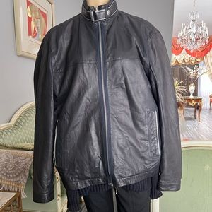 Auth.ZegnaSport black leather men’s jacket, sz.XXL, excellent